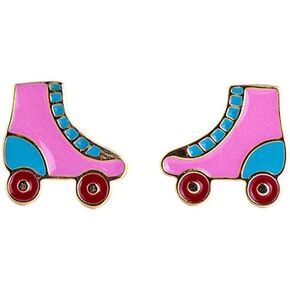 Colorful Roller Skate 925 Sterling Silver Stud Earrings Enamel Ice Skating Shoes Cartilage Tragus Piercing Hypoallergenic Sleeper Studs Roller Derby Skater Earring Fashion Jewelry Gifts for Women Girls