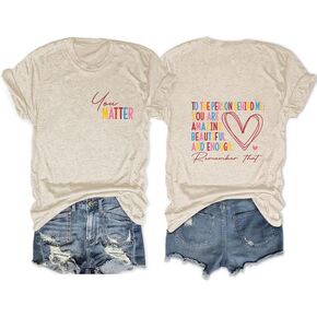 You Matter Shirts Mental Health Tshirts Inspirational Letter Print Tee Confidence Front Back Graphic Tee
