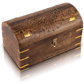 Great Birthday Gift Ideas Handmade Decorative Wooden Jewelry Box With Free Lock & Key Jewelry Organizer Keepsake Box Treasure Chest Trinket Holder Lock Box Watch Box 9 x 5 Inch Anniverary Gifts Her