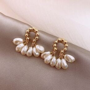 Sither Pearls Tassel Earrings for Women Dangling Pearls Earrings Boho Dainty Earrings Gold Jewelry for Prom Wedding Party Halloween Christmas Gift
