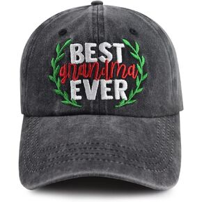 Best Grandma Ever Hat for Women, Funny Adjustable Cotton Embroidered Grandmother Baseball Cap