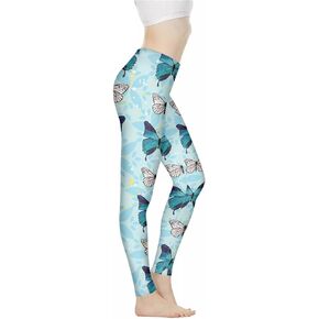 Heart High Waist Yoga Pants for Women, Butterfly Floral Tummy Control Workout Pants, Soft Leggings for Sports Running