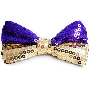 boxed-gifts Men's Pre-Tied Classic Dual Color Gold Sequin Adjustable Banded Bow Tie Wedding Party Banquet