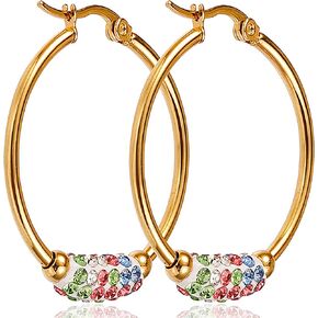 Chunky Gold Hoop Earrings for Women，Gold Statement Trendy Teardrop Cubic Zirconia Hoops Earrings