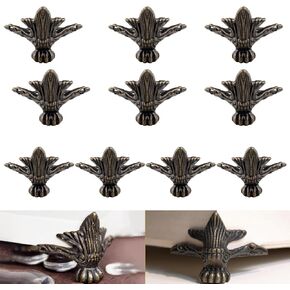 VinBee 8Pcs Antique Brass Box Legs Feet Corner Protector Gift Box Wood Case(1.70"x1.34")