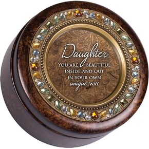Cottage Garden Daughter Beautiful Inside and Out Amber Earth Tone Jewelry Music Box Plays Wind Beneath My Wings