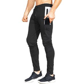 BROKIG Mens Workout Jogger Pants Gym Tapered Athletic Slim Sweatpants with Zipper Pocket