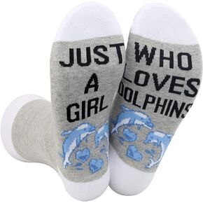 WZMPA Dolphin Novelty Socks Ocean Dolphin Lover Gift Just A Girl Who Loves Dolphins Socks Dolphin Series Merchandise