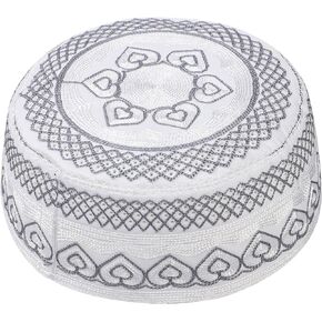 MioCloth Muslim Kufi Prayer Hat for Men Boy Embroidery Kufi Cap Islamic Prayer Round Hat Summer Headwear