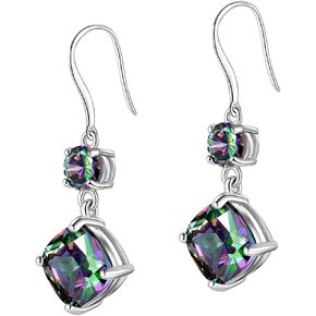 Hipunk 925 Sterling Silver Mystic Fire Topaz Women Necklace/Earrings Crystal Mystic Rainbow Topaz Jewelry Birthday Jewellery