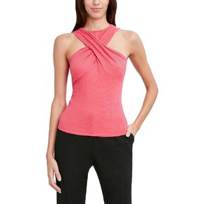 BCBGMAXAZRIA Women's Fitted Bodycon Twist Knot Tank Top