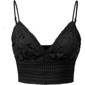 Design by Olivia Women's Textured Open Back Laced V-Neck Crop Top