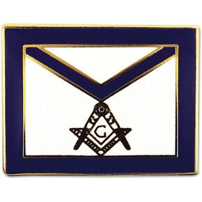 Square & Compass Master Mason Apron Masonic Lapel Pin - [Blue & White][3/4'' Wide]