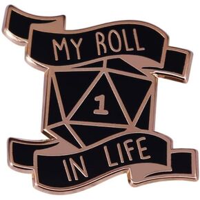 دبوس بروش من كوبول مطبوع عليه عبارة "My Roll in Life" Critical Fail D20 من خليط معدني من الستيل بدون احجار كريمة in Kuwait