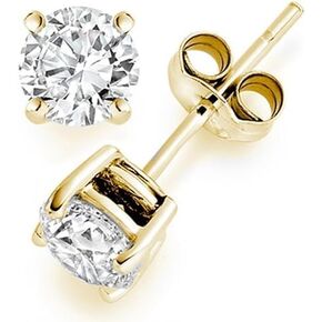 1/4 Carat Solitaire Diamond Stud Earrings Round Brilliant Shape 4 Prong Push Back (J-K Color, I2 Clarity)