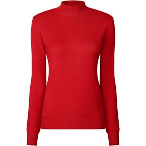 Women's Mock Neck Blouse Ribbed Long Sleeve Basic Knitted Sweater