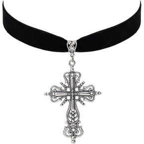 CSIYANJRY99 Cross Black Velvet Necklace for Women Girls,Gothic Lace Chokers Necklace Cross Choker Collar Necklace Vintage Goth Jewelry Gift