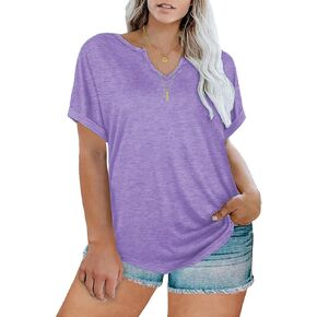 Plus-Size Tops Women Short Sleeve T Shirts Crew Neck Tees Tunics XL-5XL