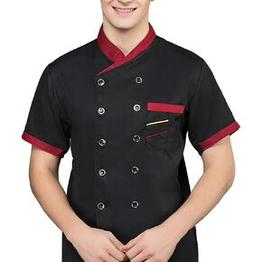 جاكيت معطف كلاسيكي مزدوج الصدر بأكمام قصيرة للجنسين من Malltohome Chef موحد