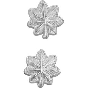 Smith & Warren 7/8" Major Oak Leaf Embossed (Textured) Collar Brass Rank Insignia Silver Finish Police Fire Military Uniform Pin