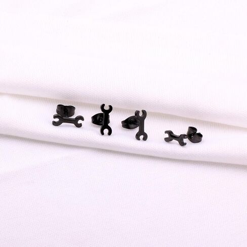 أقراط مفتاح ربط ميكانيكي صغيرة، من الفولاذ المقاوم للصدأ، زوجين، هدية لطيفة لمهندس الأدوات in Kuwait