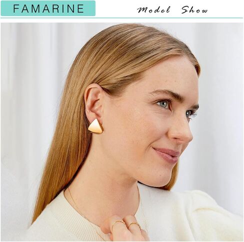 فارمارين اقراط ذهبية مثلثة الشكل للنساء، اقراط هندسية، اقراط للاستخدام اليومي in Kuwait