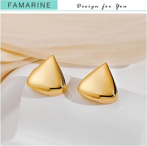 فارمارين اقراط ذهبية مثلثة الشكل للنساء، اقراط هندسية، اقراط للاستخدام اليومي in Kuwait