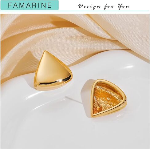 فارمارين اقراط ذهبية مثلثة الشكل للنساء، اقراط هندسية، اقراط للاستخدام اليومي in Kuwait