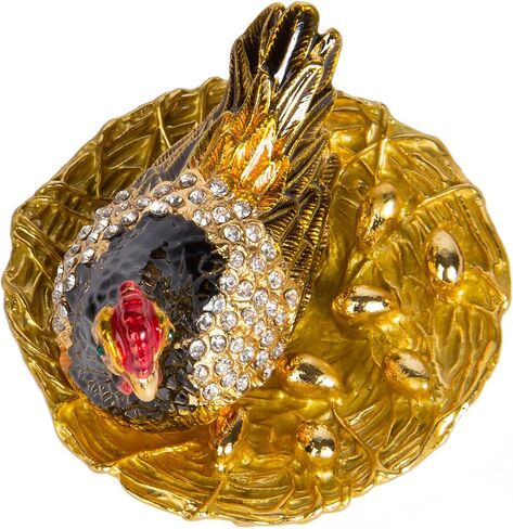 QIFU Hand Painted Enameled Hen Style Decorative Hinged Jewelry Trinket Box Unique Gift for Home Decor in Saudi Arabia