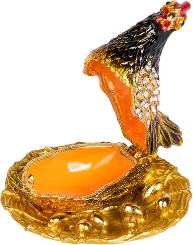 QIFU Hand Painted Enameled Hen Style Decorative Hinged Jewelry Trinket Box Unique Gift for Home Decor in Saudi Arabia