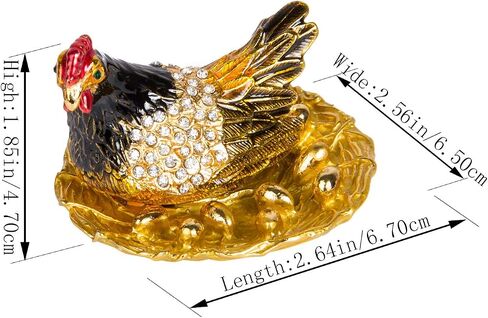 QIFU Hand Painted Enameled Hen Style Decorative Hinged Jewelry Trinket Box Unique Gift for Home Decor in Saudi Arabia