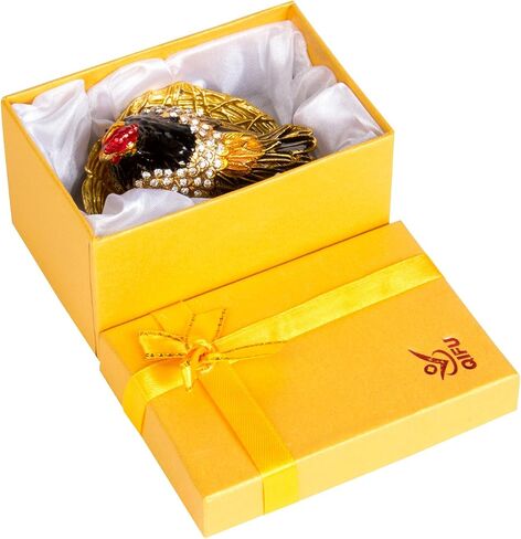 QIFU Hand Painted Enameled Hen Style Decorative Hinged Jewelry Trinket Box Unique Gift for Home Decor in Saudi Arabia