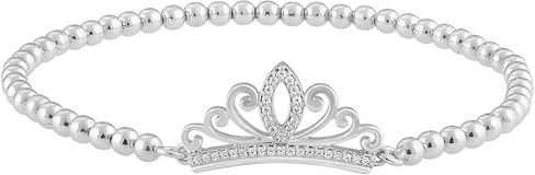 Jewelili Enchanted Disney Fine Jewelry Sterling Silver 1/10 CTTW Princess Majestic Bracelet in Saudi Arabia