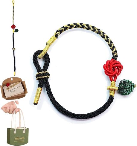 أساور الورد للنساء الأم هدايا فريدة مصنوعة يدويًا من سلسلة حمراء مصممة بشكل مستقل لطيف مضفر حبل زهرة أساور مجوهرات يدوية قابلة للتعديل مع صندوق هدايا للفتيات المراهقات أساور ذهبية سوداء in Kuwait