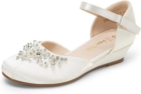 أحذية DREAM PAIRS للفتيات الصغيرات والفتيات الكبيرات بكعب منخفض مع حجر الراين اللؤلؤي لحفلات الزفاف والأميرات in Saudi Arabia