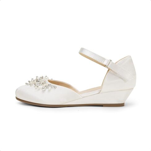 أحذية DREAM PAIRS للفتيات الصغيرات والفتيات الكبيرات بكعب منخفض مع حجر الراين اللؤلؤي لحفلات الزفاف والأميرات in Saudi Arabia