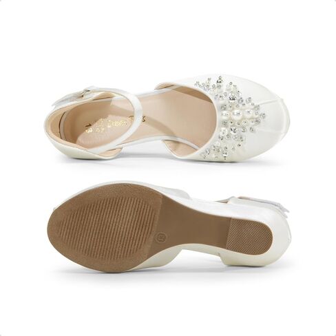 أحذية DREAM PAIRS للفتيات الصغيرات والفتيات الكبيرات بكعب منخفض مع حجر الراين اللؤلؤي لحفلات الزفاف والأميرات in Saudi Arabia