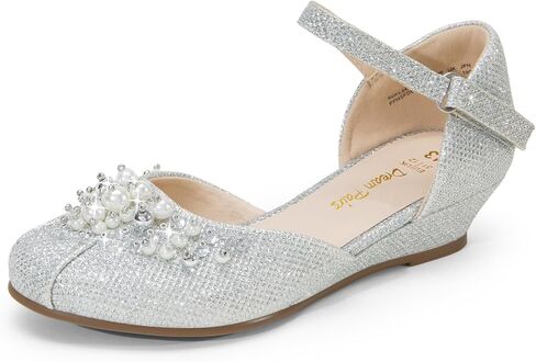 أحذية DREAM PAIRS للفتيات الصغيرات والفتيات الكبيرات بكعب منخفض مع حجر الراين اللؤلؤي لحفلات الزفاف والأميرات in Saudi Arabia