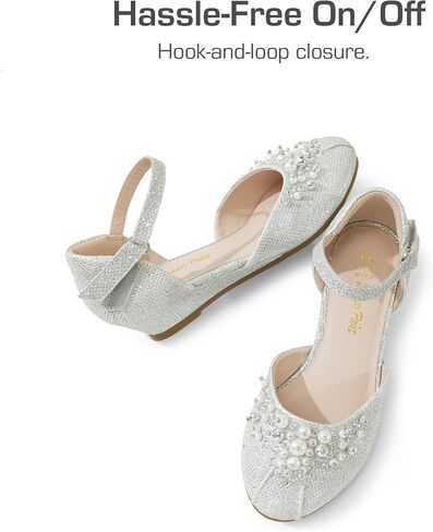 أحذية DREAM PAIRS للفتيات الصغيرات والفتيات الكبيرات بكعب منخفض مع حجر الراين اللؤلؤي لحفلات الزفاف والأميرات in Saudi Arabia