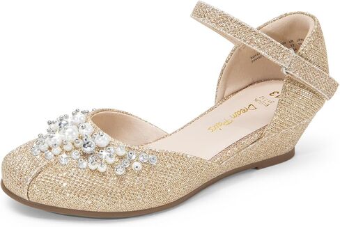 أحذية DREAM PAIRS للفتيات الصغيرات والفتيات الكبيرات بكعب منخفض مع حجر الراين اللؤلؤي لحفلات الزفاف والأميرات in Saudi Arabia