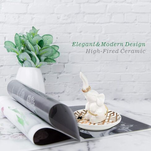 طبق خاتم حامل خاتم الفيل من أنوتيون، صينية مجوهرات سيراميك، رائعة كهدية عيد ميلاد، خاتم الزفاف، الأقراط، خاتم الماس وحامل خاتم الخطوبة، ديكور المكتب والمنزل in Kuwait