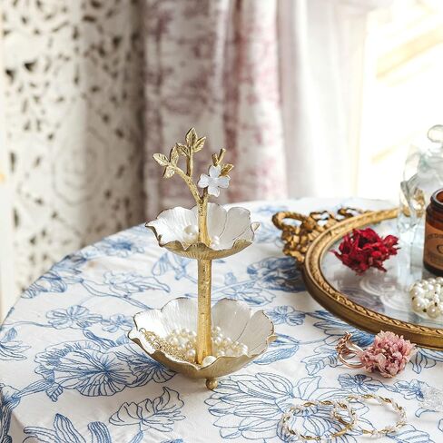 NIKKY HOME Gold Metal Jewelry Holder Stand With Ring Tray, Tree Jewelry Organizer Decorative Flower Jewelry Necklace Holder Organizer Rack Tower in Saudi Arabia