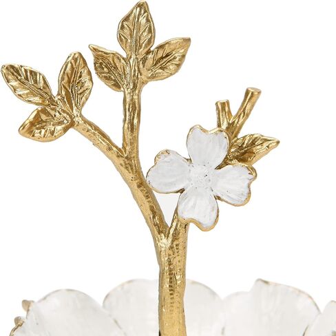 NIKKY HOME Gold Metal Jewelry Holder Stand With Ring Tray, Tree Jewelry Organizer Decorative Flower Jewelry Necklace Holder Organizer Rack Tower in Saudi Arabia