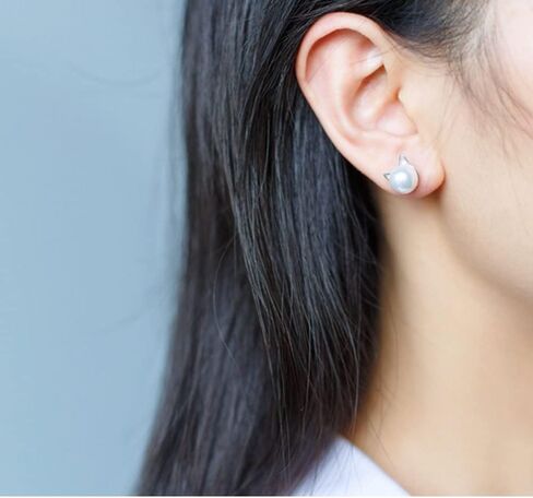 925 Sterling Silver Pearl Cat Stud Earring for Women Girls Minimalist Cute Cat Earring Dainty Tiny Cat Earrings Small Cat Studs Earrings Ear Animal Earrings Jewelry Birthday Friendship Gift in Saudi Arabia