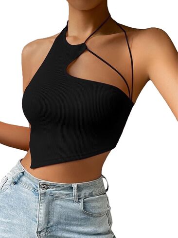 SOFIA'S Choice المرأة مثير الرسن تانك الأعلى غير المتكافئة هيم بلا أكمام قطع المحاصيل قمم كامي in Kuwait