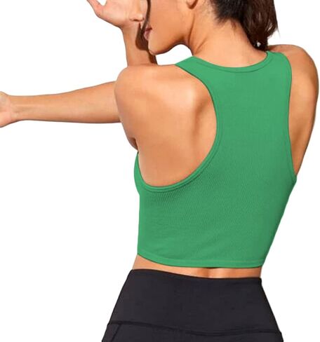 Women's Tank Tops Ribbed Seamless Round Neck Workout Basic Tops in Saudi Arabia