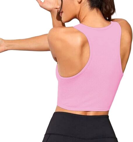Women's Tank Tops Ribbed Seamless Round Neck Workout Basic Tops in Saudi Arabia