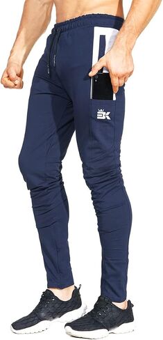 BROKIG Mens Workout Jogger Pants Gym Tapered Athletic Slim Sweatpants with Zipper Pocket in Saudi Arabia