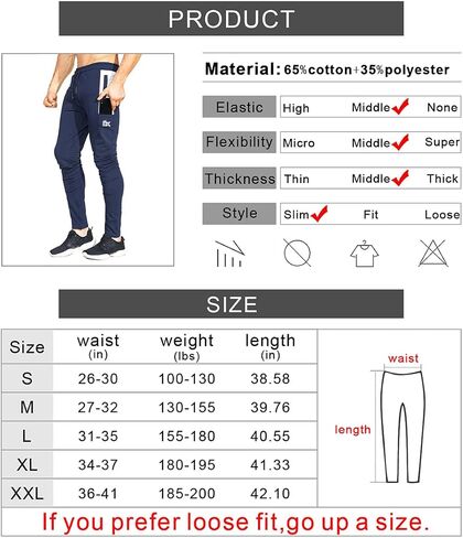 BROKIG Mens Workout Jogger Pants Gym Tapered Athletic Slim Sweatpants with Zipper Pocket in Saudi Arabia