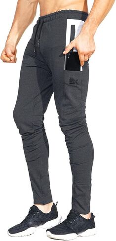 BROKIG Mens Workout Jogger Pants Gym Tapered Athletic Slim Sweatpants with Zipper Pocket in Saudi Arabia